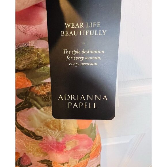 Adrianna Papell Metallic Floral Jacquard Midi Dress Sz 6 Yellow Orange Fit Flare - Picture 10 of 10